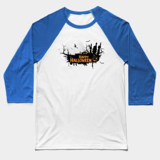 Halloween Witch Full Moon Pumpkin Scary Baseball T-Shirt